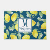 Landenlogo Waterverf Lemons & Blauwe Familienaam Deurmat (Voorkant)