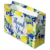 Landenlogo's en Blauwe Floral Hartelijk dank Groot Cadeauzakje (Voorkant Gekanteld)