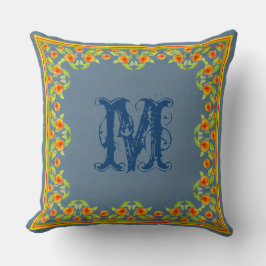 Landenmarigolds Border Monogram Pillow, Cushion Kussen