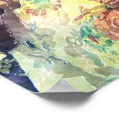 Landenmeisje met akoestische gitaarwaterkleur poster (Hoek)