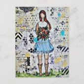 Landenmeisje. Originele gemengde Kunst van Media Briefkaart (Voorkant)