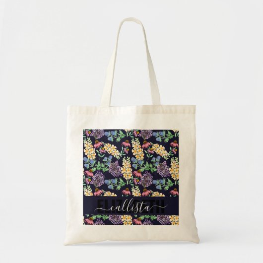 Landenmonogram wilde bloemen Waterverf Tote Bag (Voorkant)