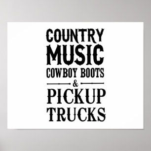 Landenmuziek, cowboy Boots en ophaalwagens Poster