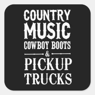 Landenmuziek, cowboy Boots en ophaalwagens Vierkante Sticker
