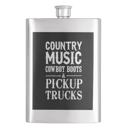 Landenmuziek, cowboy Boots & Pickup Trucks Heupfles (Voorkant)