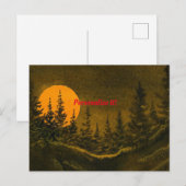Landennachtlandschap; jager- of oogstmaan aankondigingskaart (Voorkant / Achterkant)