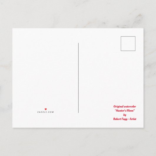 Landennachtlandschap; jager- of oogstmaan aankondigingskaart (Achterkant)