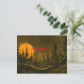 Landennachtlandschap; jager- of oogstmaan feestdagenkaart (Staand voorkant)