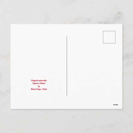 Landennachtlandschap; jager- of oogstmaan feestdagenkaart (Achterkant)