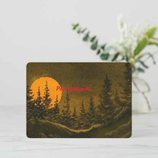 Landennachtlandschap; jager- of oogstmaan informatiekaartje (Staand voorkant)