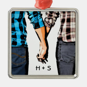 Landenpaar Jongen en meisjes die handen houden Metalen Ornament