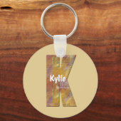 Landenpatchwork Quilt Letter K Initiaal Monogram Sleutelhanger (Voorkant)