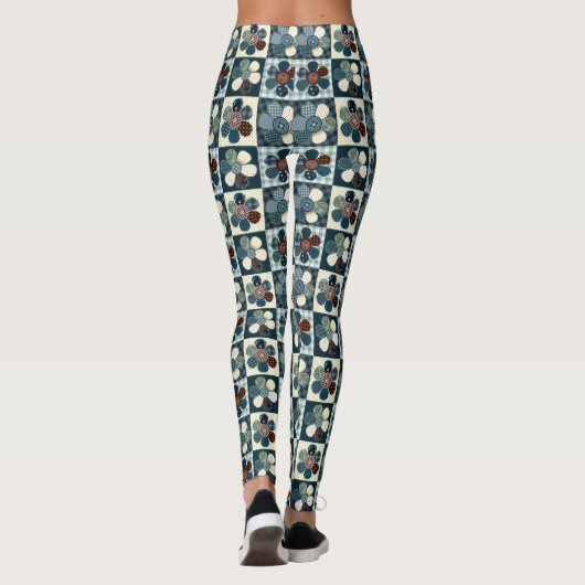 Landenpatchworkbloemen Leggings (Achterkant)
