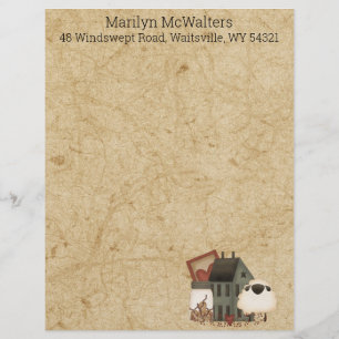 Landenprim Folk Art Green Saltbox, Sheep Dry Briefhoofd