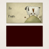 Landenprimitief schapenontwerp op een Label met he Visitekaartje (Voorkant /achterkant)