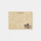 Landenprimitieve Folk Art Red Saltbox Home Post Post-it® Notes (Voorkant)