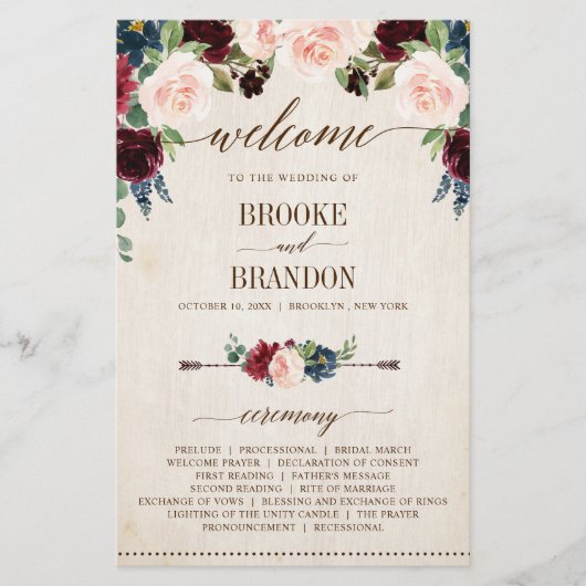 Landenprogramma Burgundy Navy Floral Rustic (Voorkant)