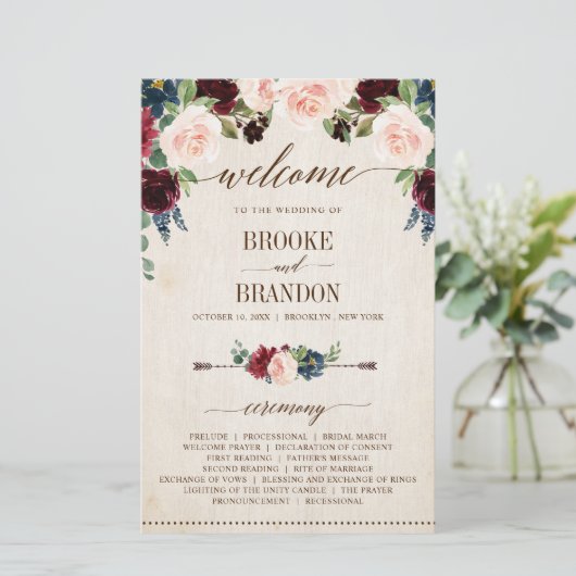 Landenprogramma Burgundy Navy Floral Rustic (Staand voorkant)