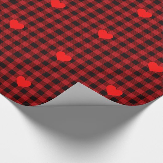 Landenrood en zwart vlecht - hartdetail cadeaupapier (Hoek)