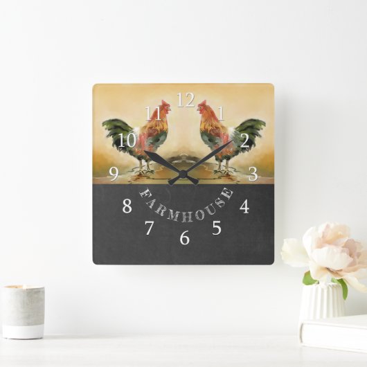 Landenroster Chalkboard Farmhouse Vierkante Klok (Huis)