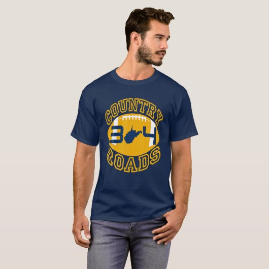 Landenroutes West Virginia Football 304 State Map T-shirt (Voorkant volledig)