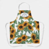 Landenschurkgeel zonnebloemen Waterverf Patroon Schort (Voorkant)