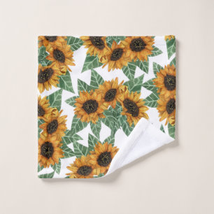 Landenschurkgeel zonnebloemen Waterverf Patroon Washandje