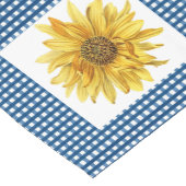 Landenstijl Blauwe Gingham met zonnebloemen Korte Tafelloper (Hoek)