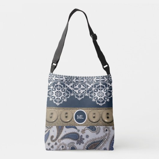  landenstijl Canvas tas met kant en Button (Achterkant)