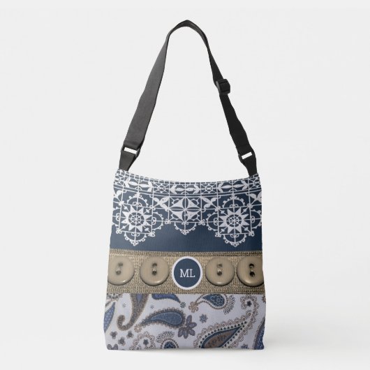  landenstijl Canvas tas met kant en Button (Voorkant)