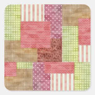 Landenstijlpatchwork-kwilt Vierkante Sticker