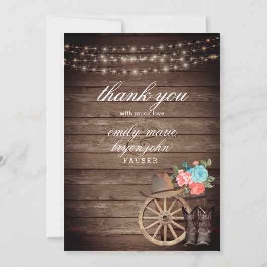 Landenstormloop met Blauwgroen en koraalbloemen Bedankkaart (Voorkant)