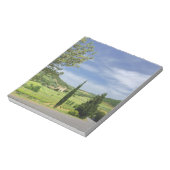 Landenstreep tussen cyperbomen in notitieblok (Linkerzijde)