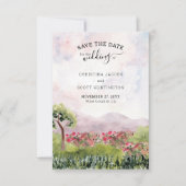 Landenvenster Waterverf en verticale foto Save The Date (Voorkant)