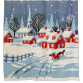 Landenvervoer met Victoriaans kerstvierkant paard Douchegordijn (Voorkant)