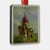 Landenvrouw die een Donkey bestuurt Metalen Ornament (Rechts)