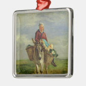 Landenvrouw die een Donkey bestuurt Metalen Ornament (Links)
