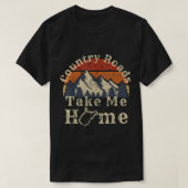 Landenwegen West Virginia halen me thuis WV-kaart  T-shirt (Design voorkant)