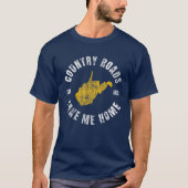 Landenwegen West Virginia Map halen me naar huis W T-shirt (Voorkant)