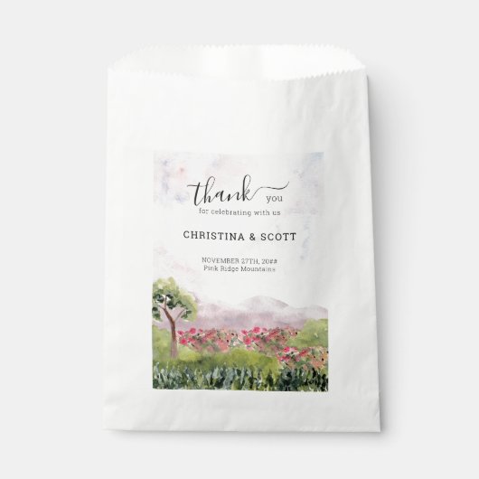 Landenweide Waterverf Dusty Roos Dank u wel Bedankzakje (Voorkant)