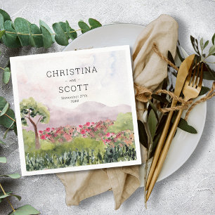 Landenweide Waterverf Gepersonaliseerd huwelijk Servet