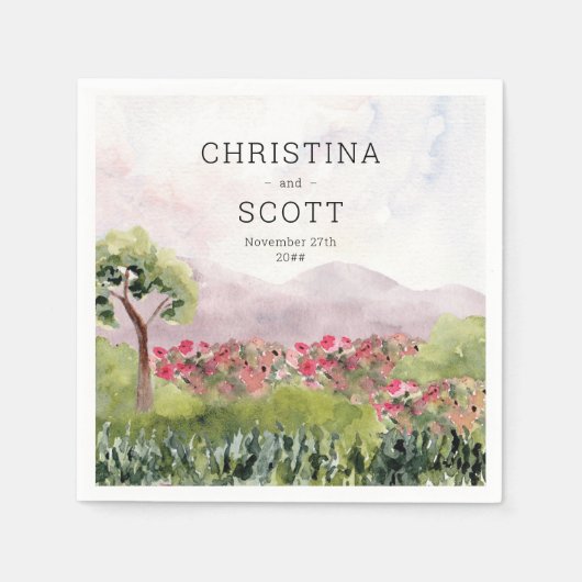 Landenweide Waterverf Gepersonaliseerd huwelijk Servet (Voorkant)