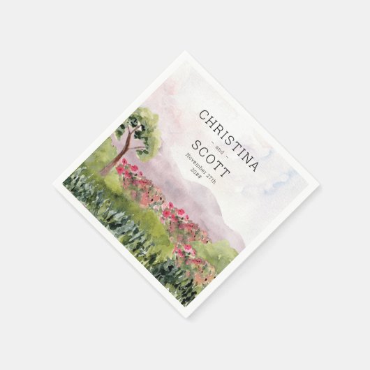 Landenweide Waterverf Gepersonaliseerd huwelijk Servet (Hoek)