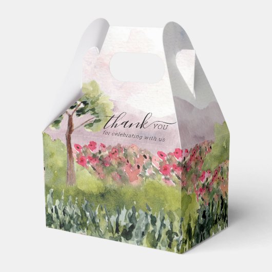 Landenweide Waterverf Stusty Roos Weddenschap Bedankdoosjes (Voorkant Zijde)