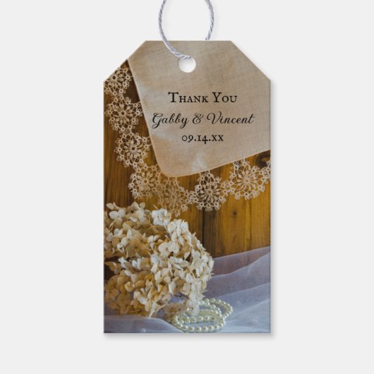 Landenzijde en bloemen Barn Wedding Favor Labels Cadeaulabel (Voorkant)