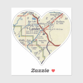 Lander WY Classic Map Sticker