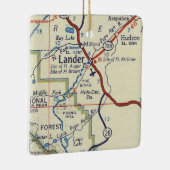 Lander WY Map Keramisch Ornament (Rechts)