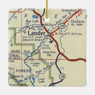Lander WY Map Keramisch Ornament