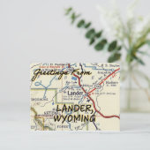Lander Wyoming  Map Briefkaart (Staand voorkant)