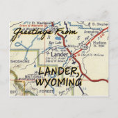 Lander Wyoming  Map Briefkaart (Voorkant)